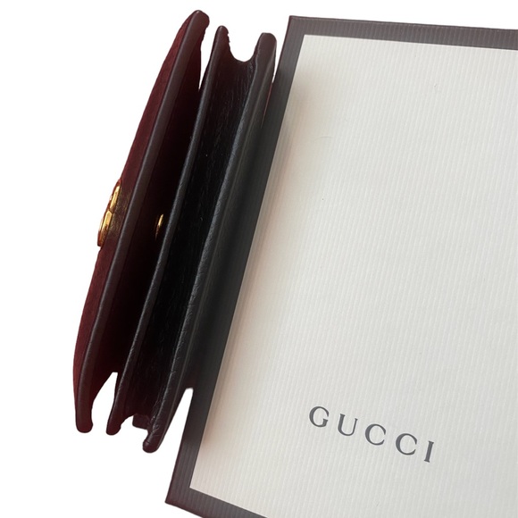 Gucci Black Petite Marmont Flap Leather Card Case Wallet 1000 Nero, Box, Dustbag - Picture 11 of 16